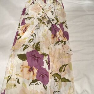 Aritzia Floral Straight Leg Pants - Purple and Cream